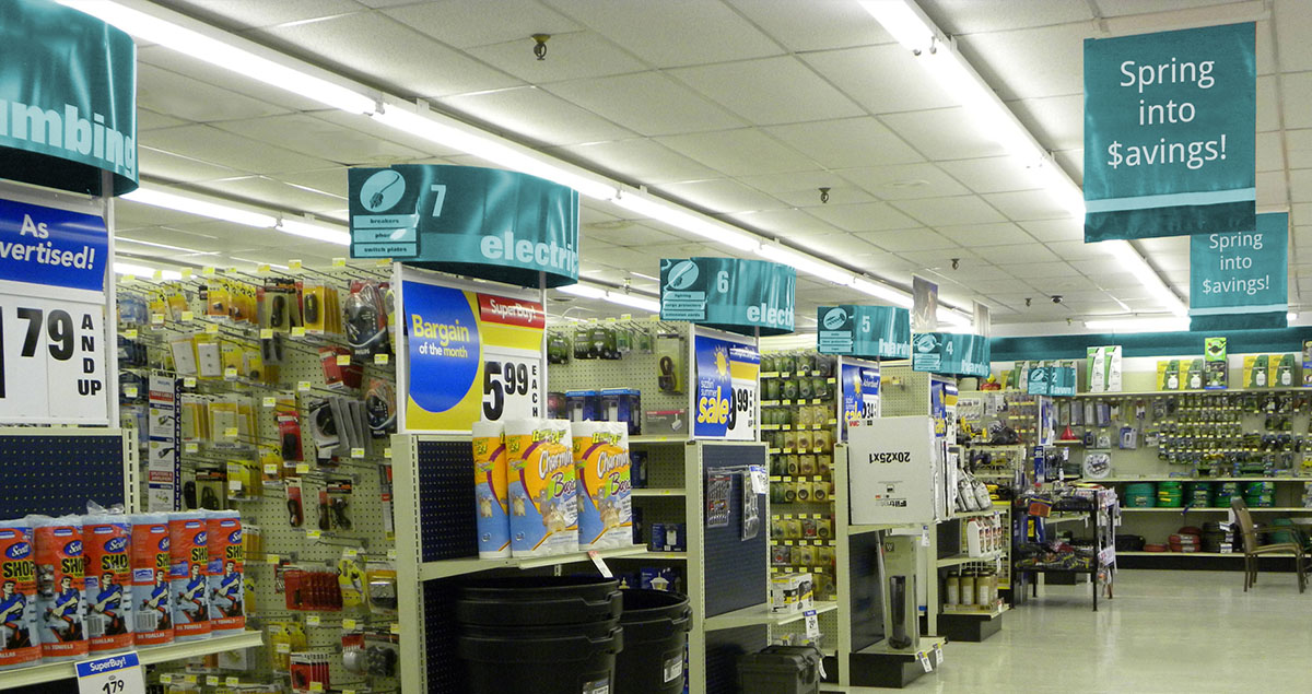 retail store with strip lighting