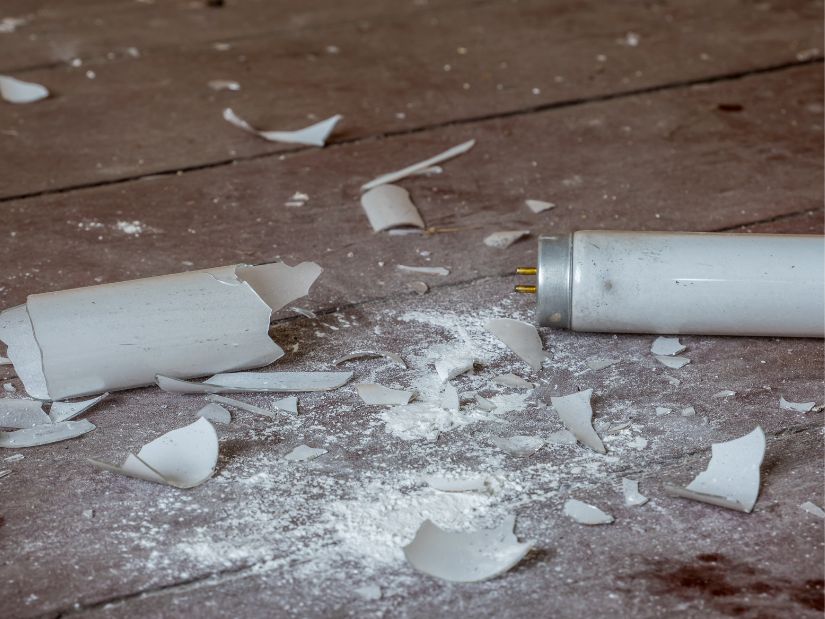 broken t8 tube with mercury