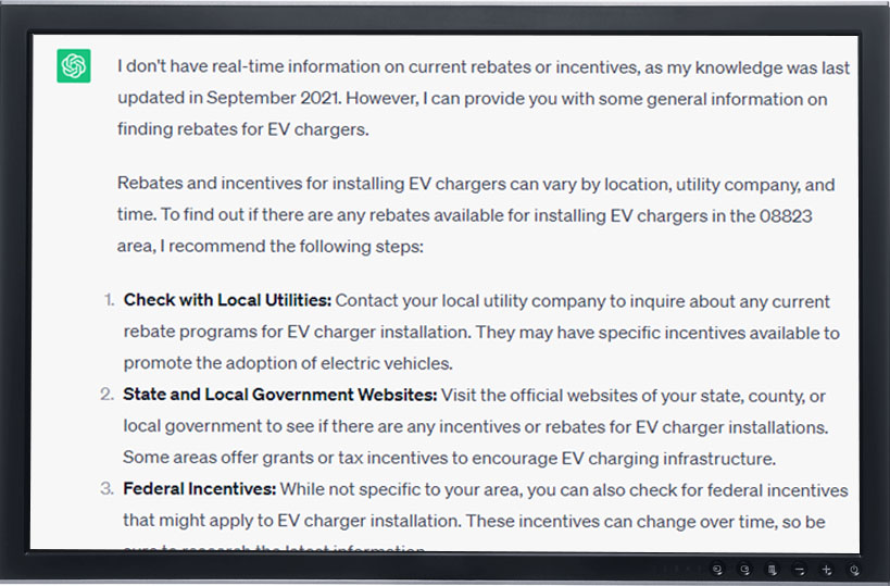 monitor with chatGPT response about rebates