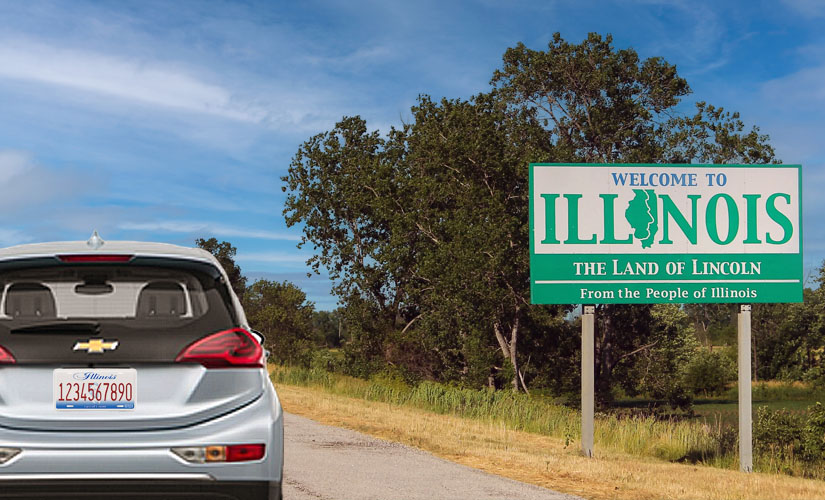 chevy bolt on a highway in illinois