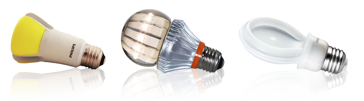 Different LED A19 lamps that were developed