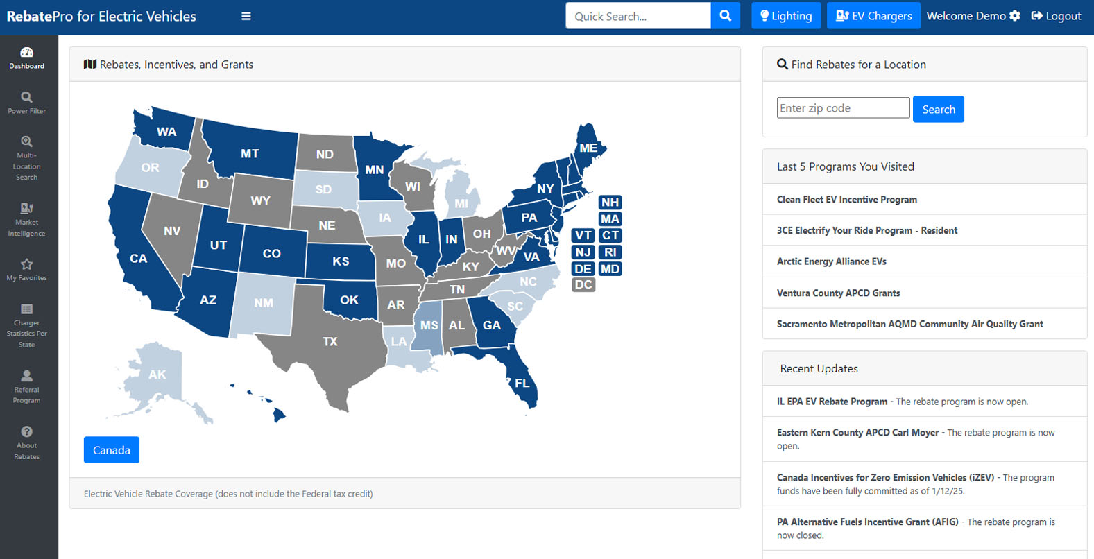 RebatePro for Electric Vehicles Homescreen Screenshot