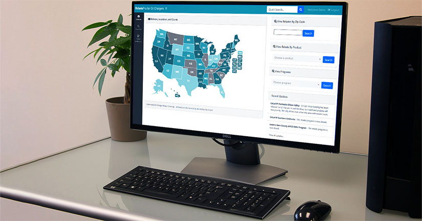 Laptop using RebatePro for EV Chargers software