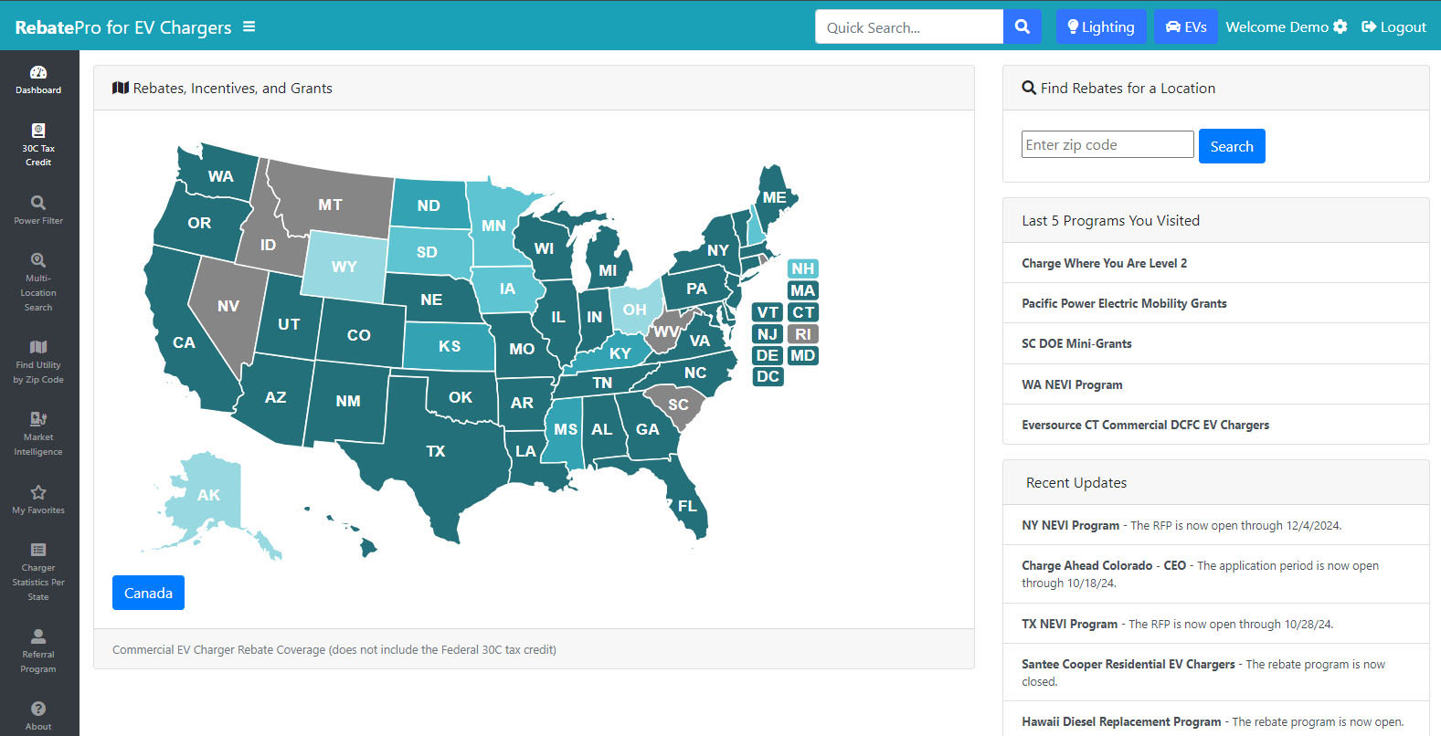 RebatePro for EV Chargers Homescreen Screenshot
