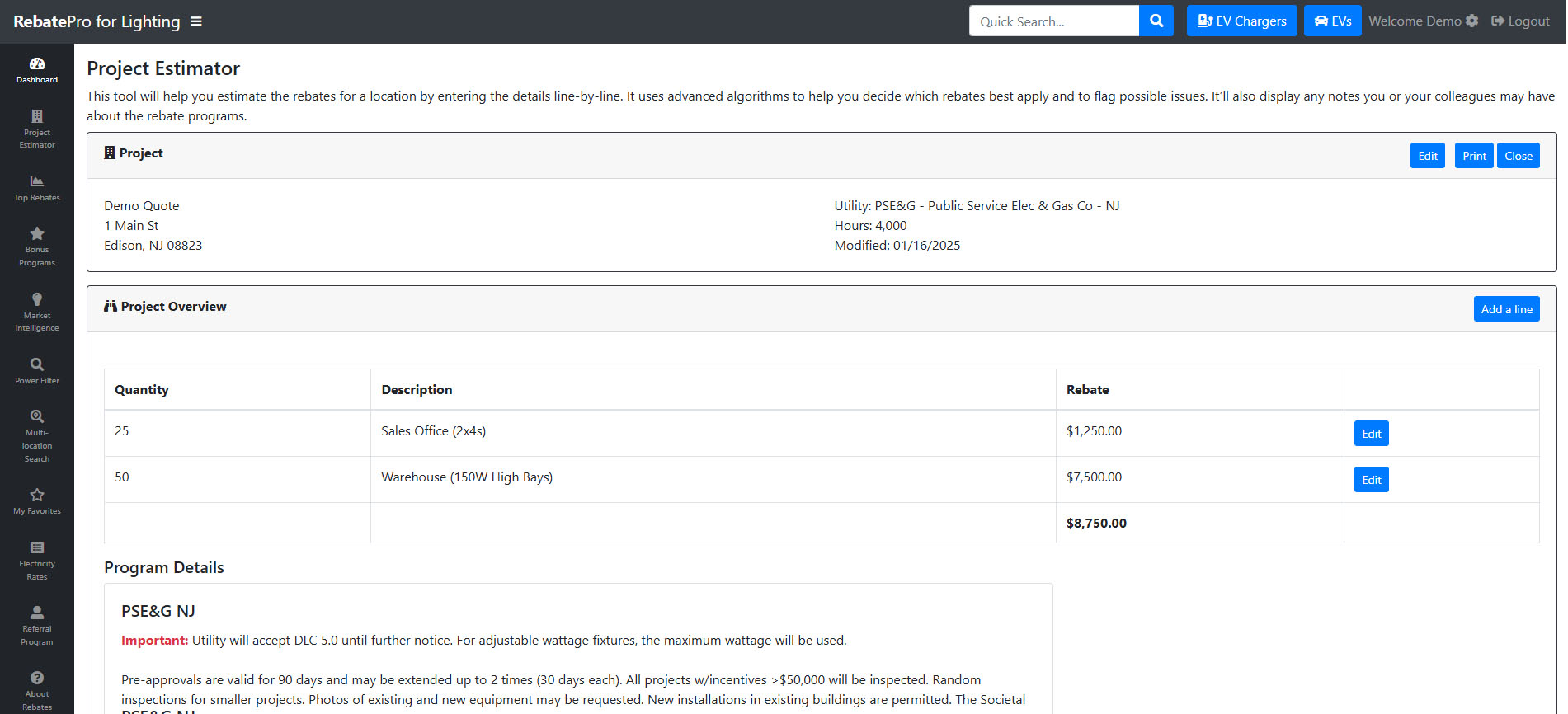 RebatePro for Lighting Project Estimator