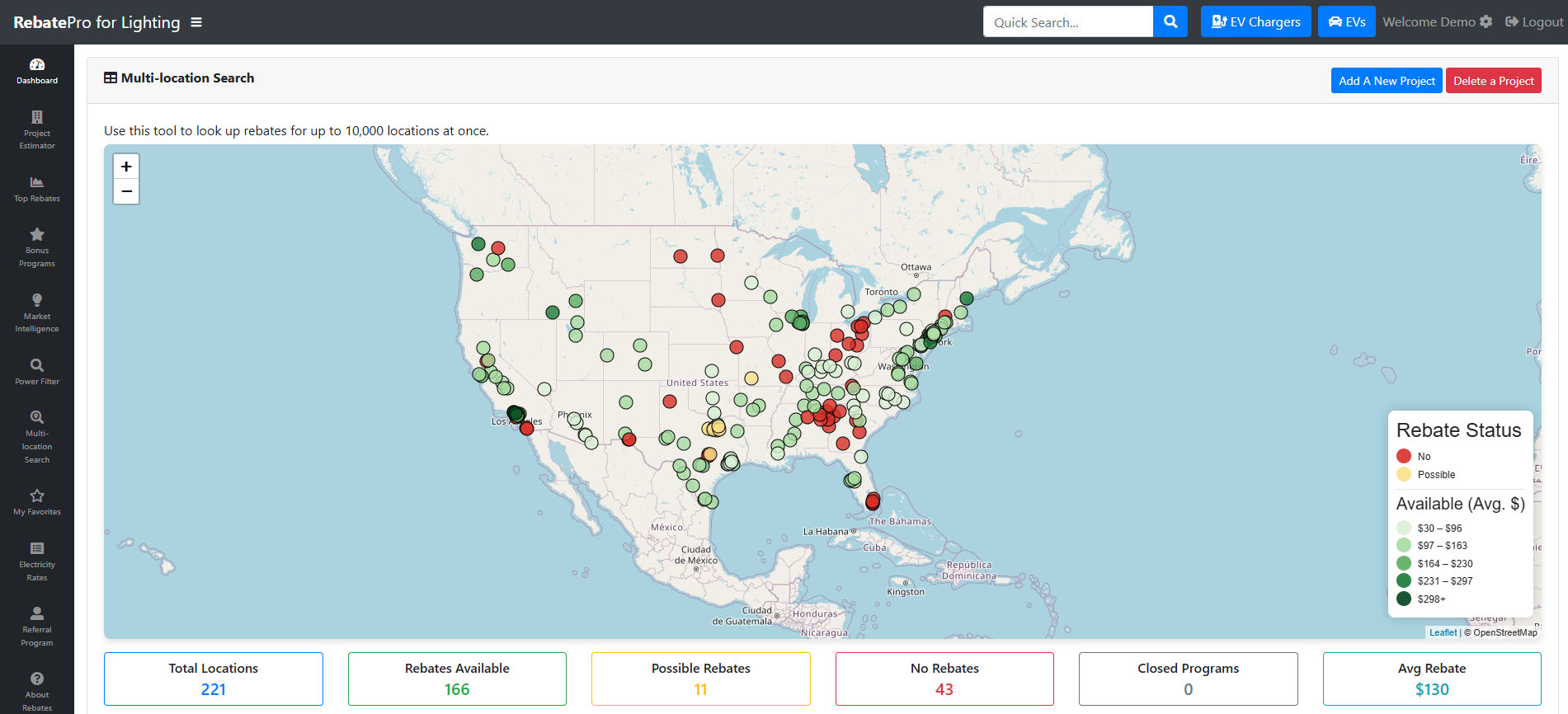 RebatePro for Lighting Multi-location Search